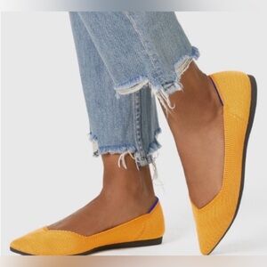 Rothy's The Point Marigold/Sunshine Yellow Flats with Blue Accents